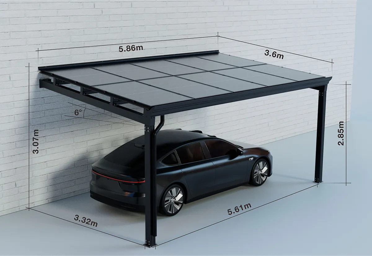 Solar-Carport Wandmontage 1er-